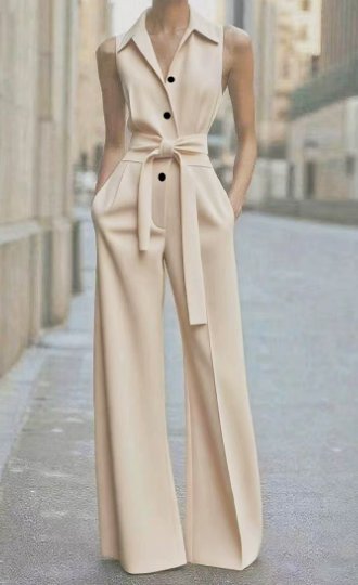 Ella | Dame Ærmeløs Wide-Leg Jumpsuit med Bælte