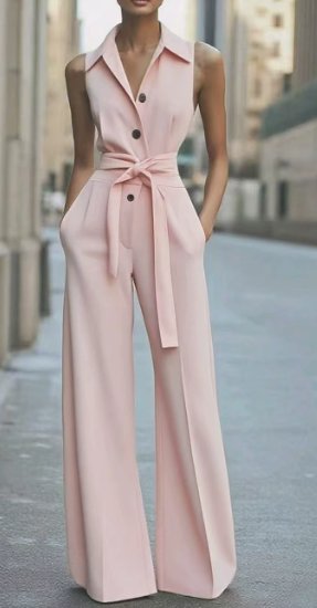 Ella | Dame Ærmeløs Wide-Leg Jumpsuit med Bælte