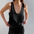 Karla | Dame Satin Tank Top Dyb U-Udskæring Afslappet Pasform