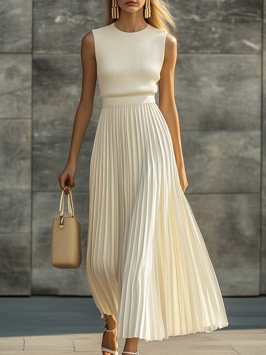 Alma | Dame Strikket Chiffon Maxi Kjole