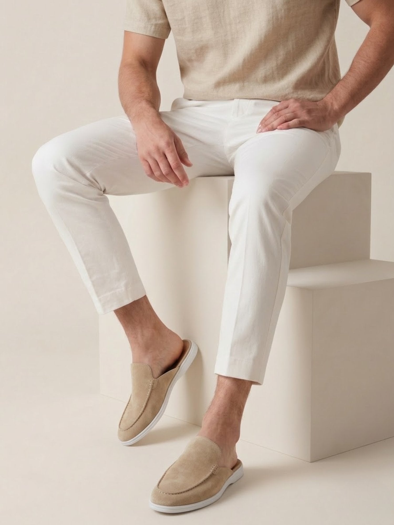 Malthe | Herre Slip-On Mules Åben Hæl Syede Detaljer