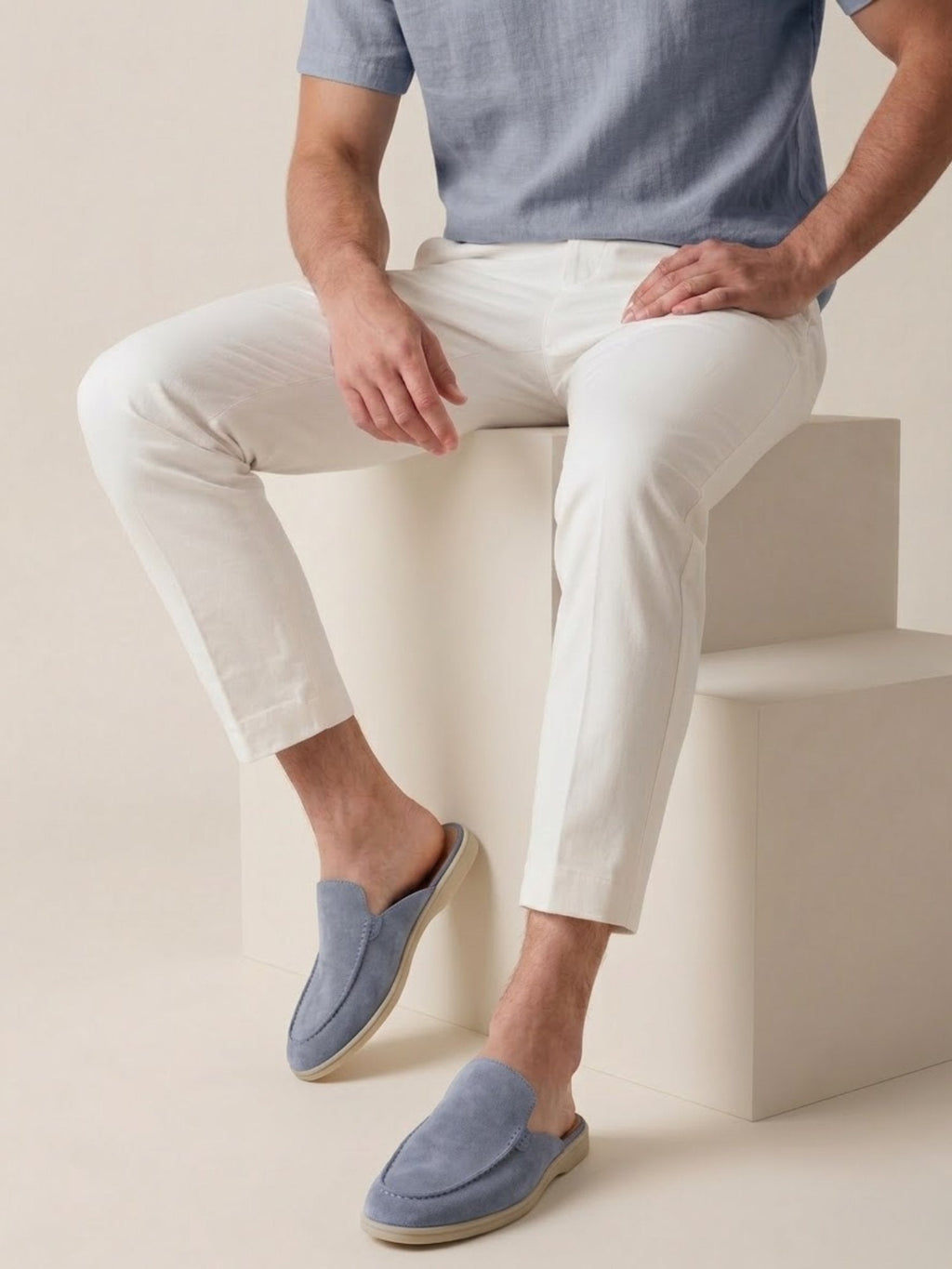 Malthe | Herre Slip-On Mules Åben Hæl Syede Detaljer