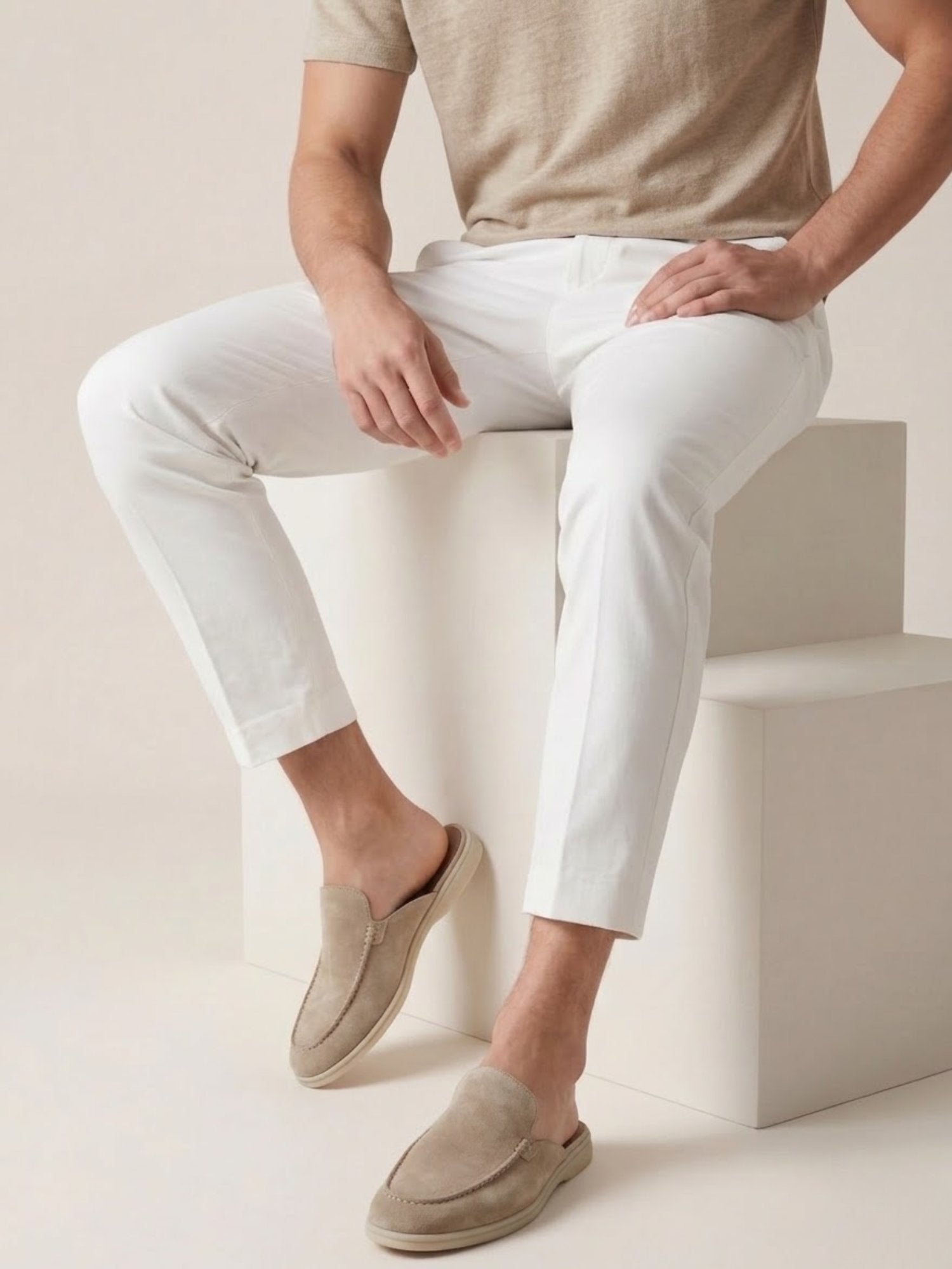 Malthe | Herre Slip-On Mules Åben Hæl Syede Detaljer
