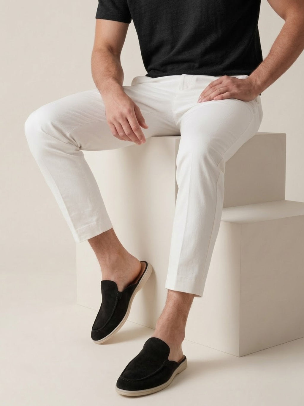 Malthe | Herre Slip-On Mules Åben Hæl Syede Detaljer