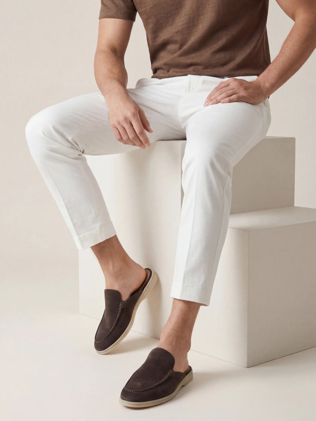 Malthe | Herre Slip-On Mules Åben Hæl Syede Detaljer