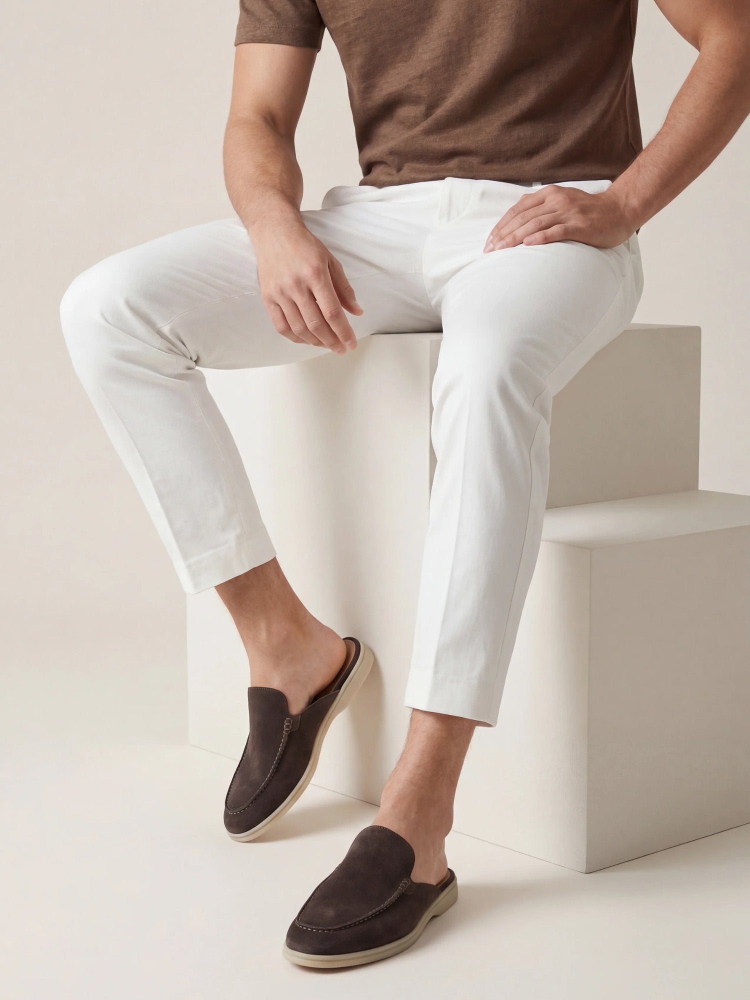 Malthe | Herre Slip-On Mules Åben Hæl Syede Detaljer