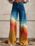 Claudine | Brede Jeans med Chevron-Ombre Mønster