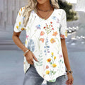 Laura | Kvinders Blomstret V-Hals Kortermet Top