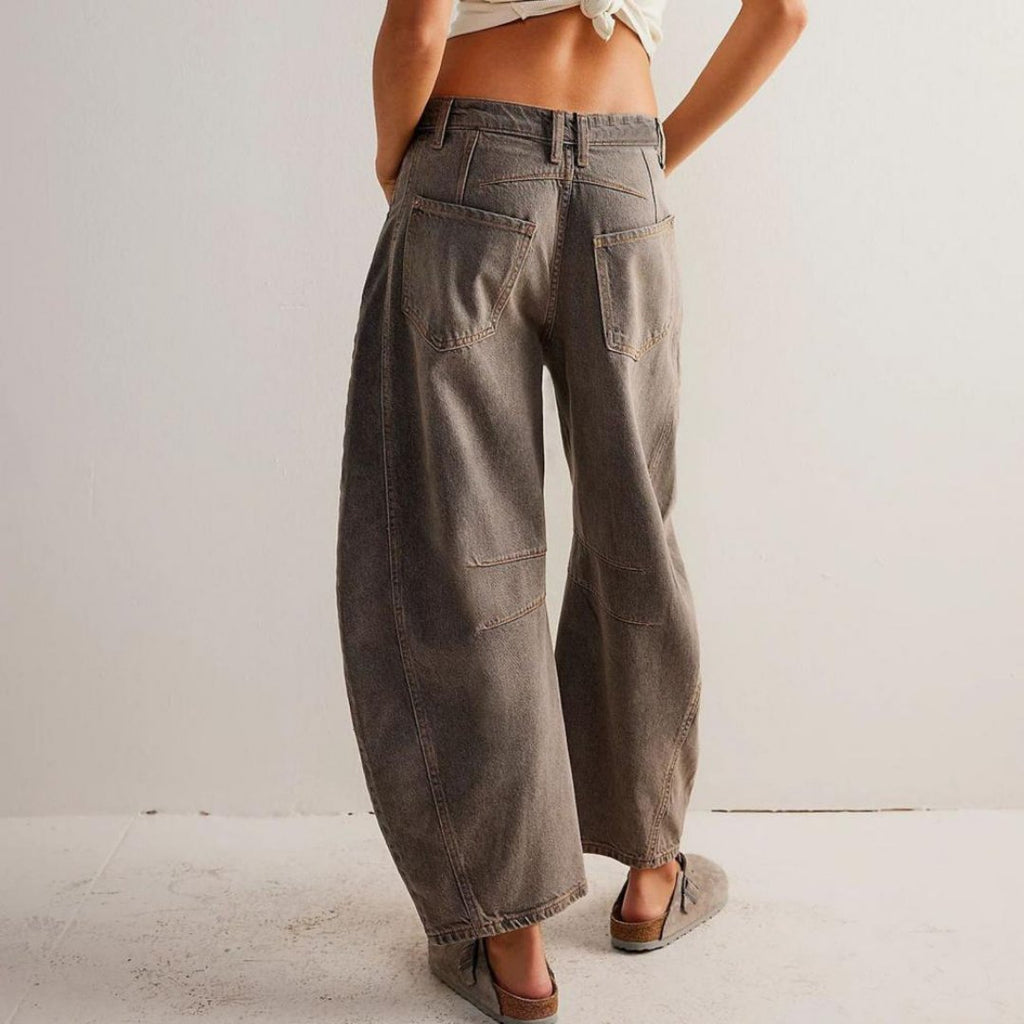 Olivia | Kvinders Cropped Barrel Leg Denim Jeans Mid-Rise