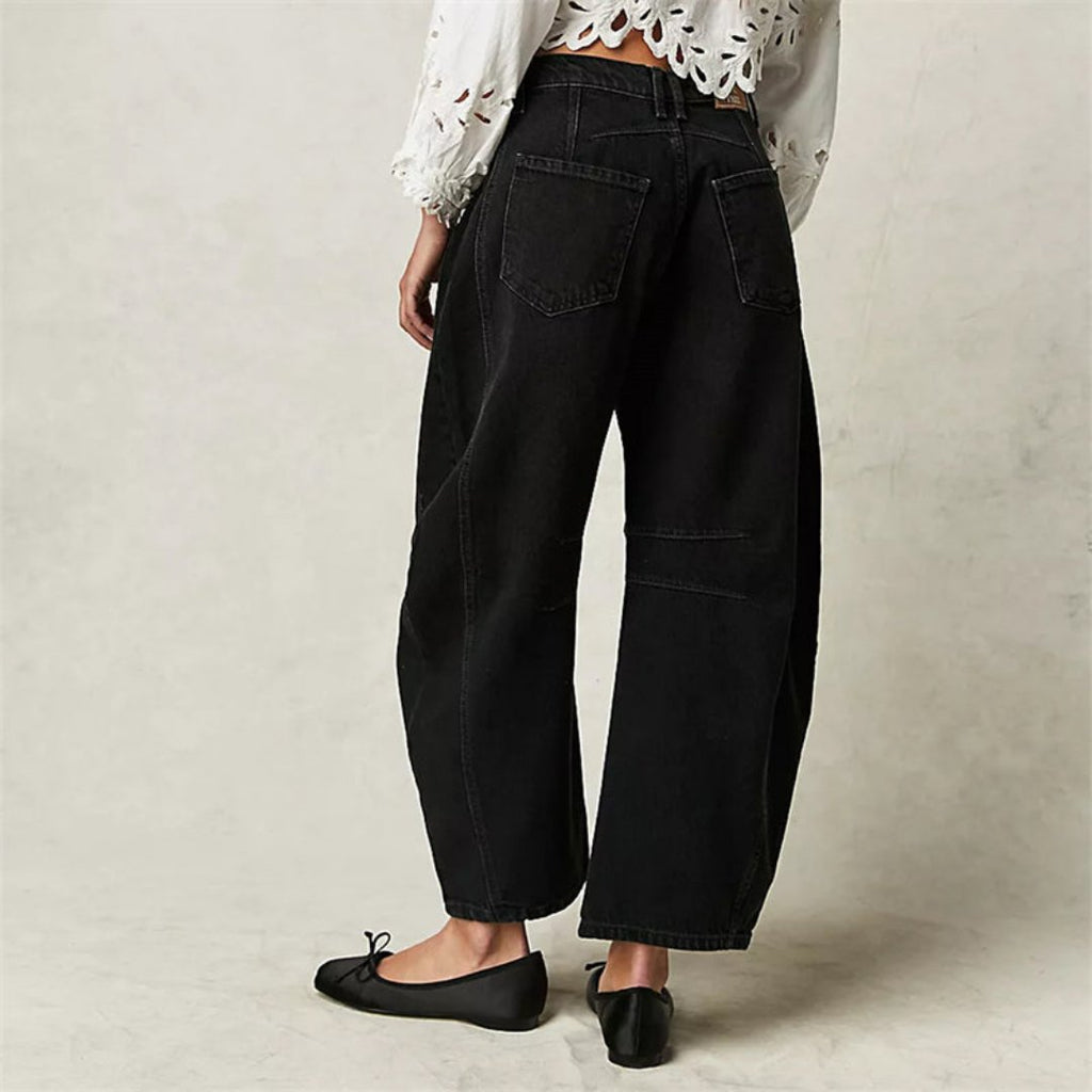 Olivia | Kvinders Cropped Barrel Leg Denim Jeans Mid-Rise