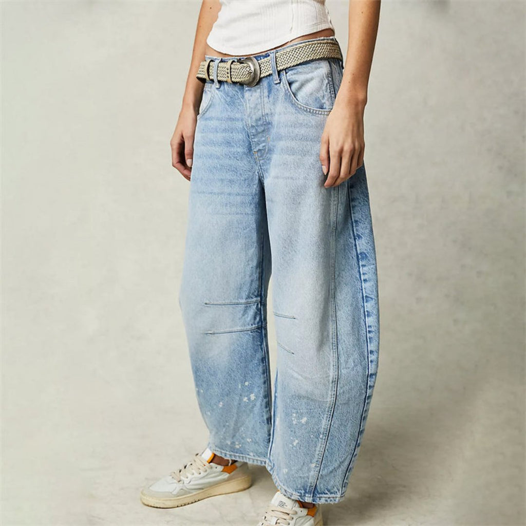 Olivia | Kvinders Cropped Barrel Leg Denim Jeans Mid-Rise