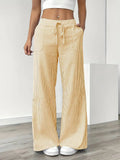 Clara | Linen Bukser Stribede Wide Leg med Lommer