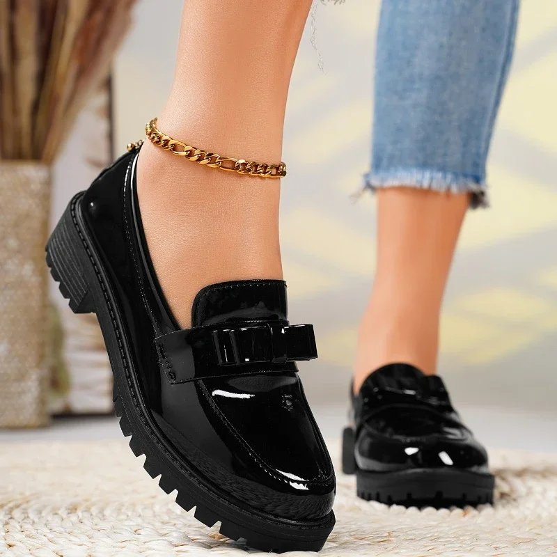 Emma | Orthopedic Loafers Patent Læder Slip-On Chunky Sål
