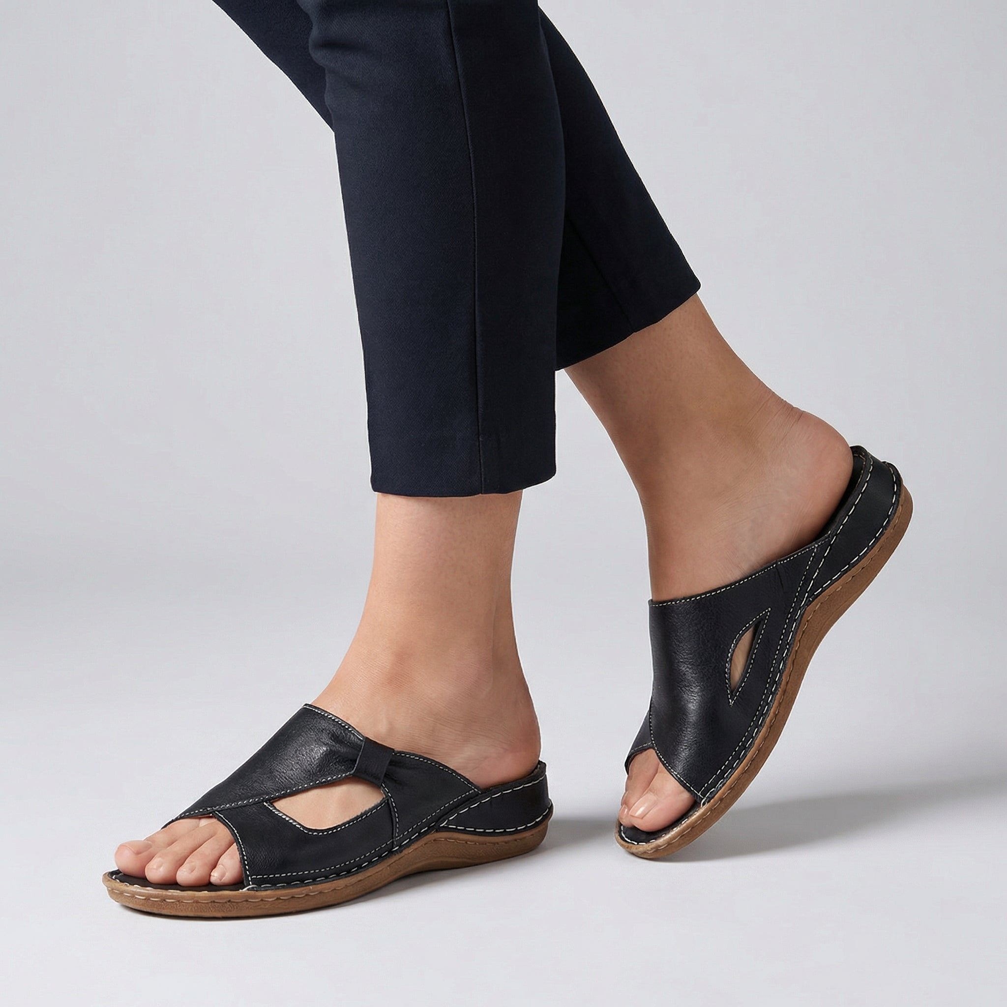 Laura | Ortopædiske Sandaler Åben Tå Slip-On Dame Læder