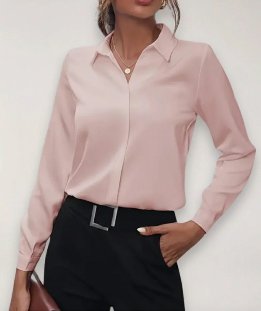 Sondra | Dame Forårs Kontorbluse med Knaplukning