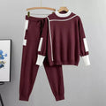 Emma | Plus Size Joggingdragt Dame Bordeaux Hvid Komfort Set