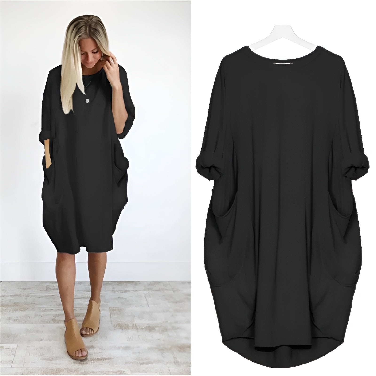 Astrid | Plus Size Kjole med Lommer Løs Pasform Elegant Stil
