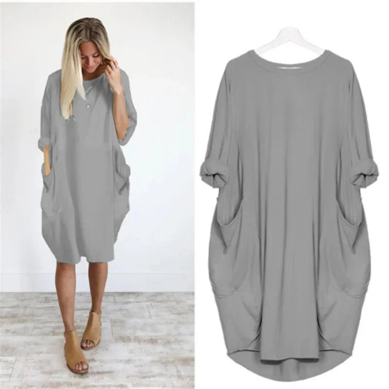 Astrid | Plus Size Kjole med Lommer Løs Pasform Elegant Stil