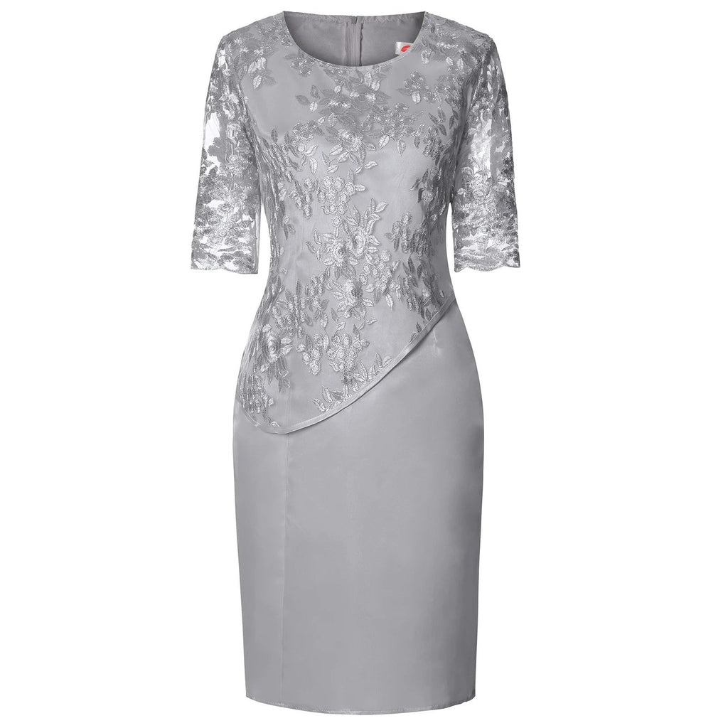 Liv | Plus Size Midi Kjole Blonde Detaljer Elegant Festkjole