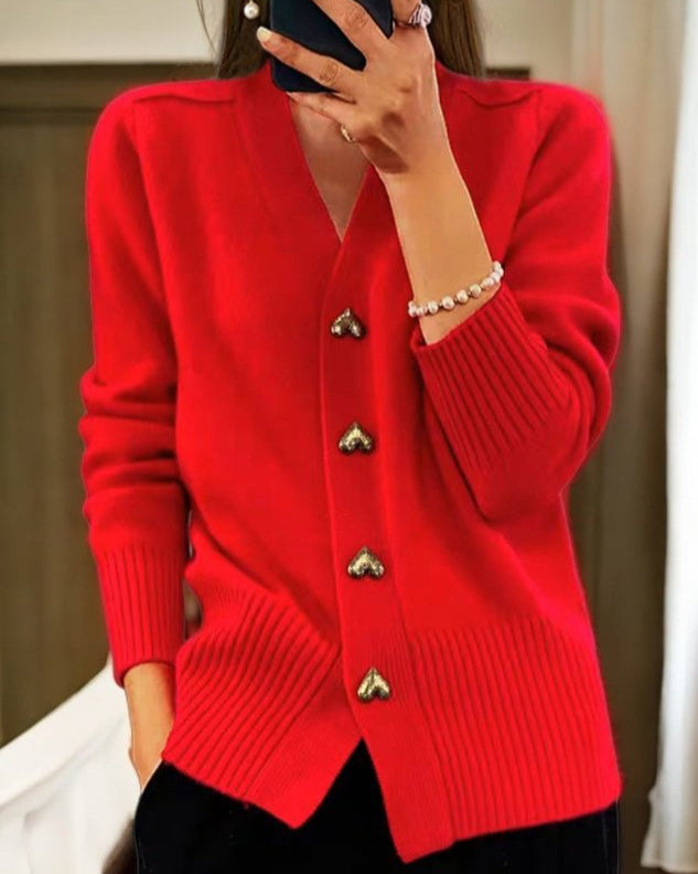 Maria | Elegant Strikket Cardigan med Knapper