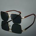 Oscar | Sunglasses Aviator Guld Træ Stel UV Beskyttelse