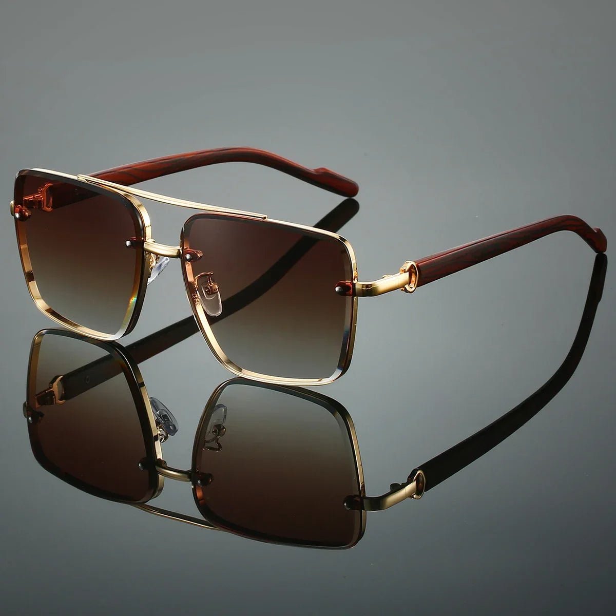 Oscar | Sunglasses Aviator Guld Træ Stel UV Beskyttelse
