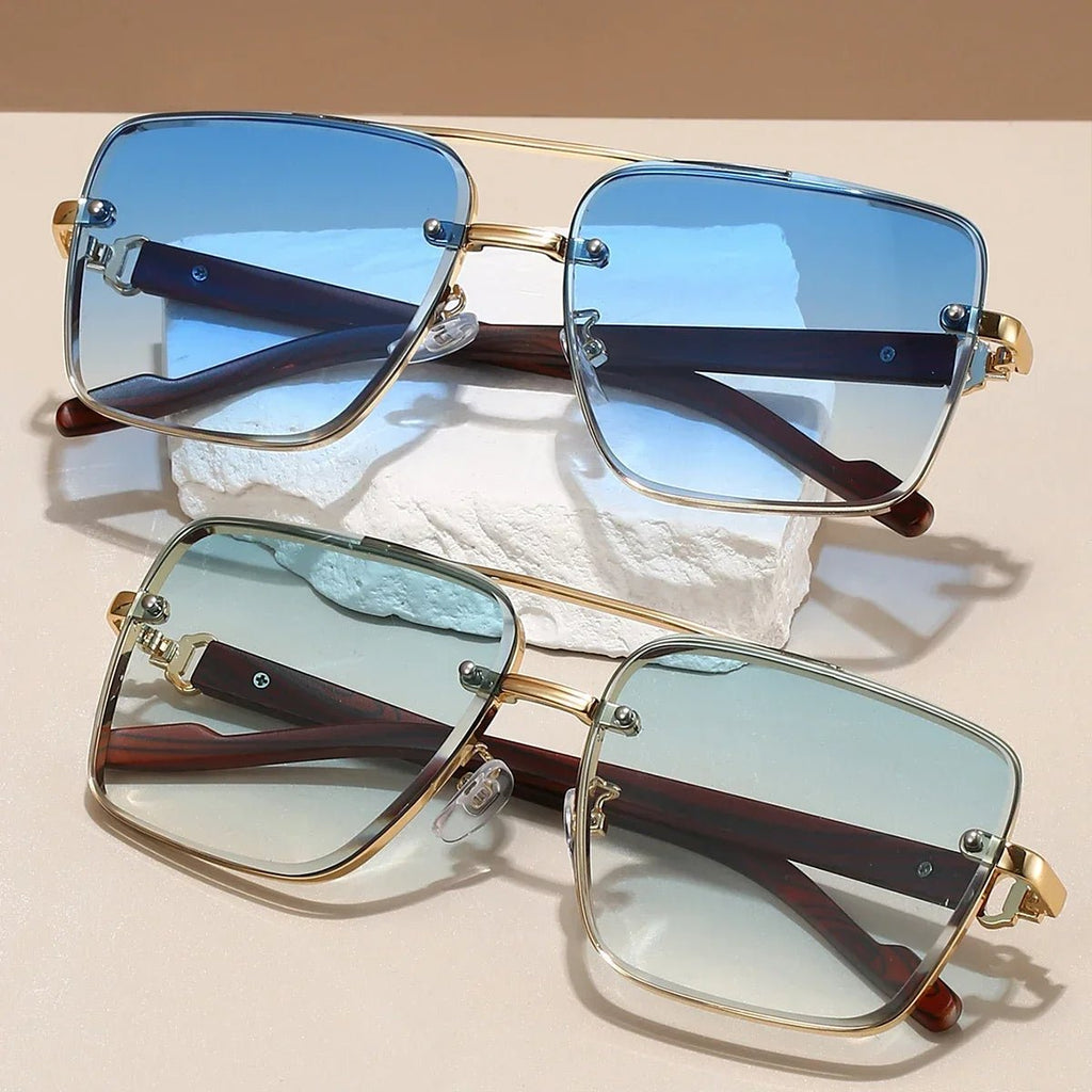 Oscar | Sunglasses Aviator Guld Træ Stel UV Beskyttelse