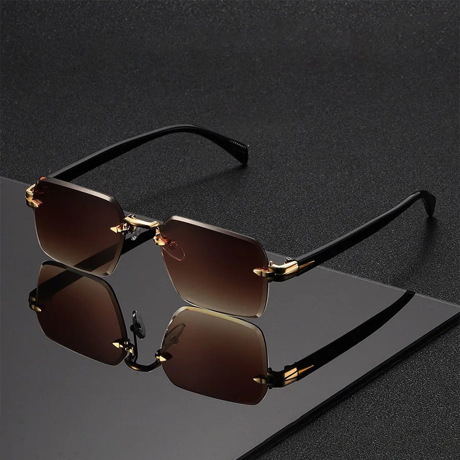 Ida | Sunglasses Rimless Gradient Gold Bridge Unisex