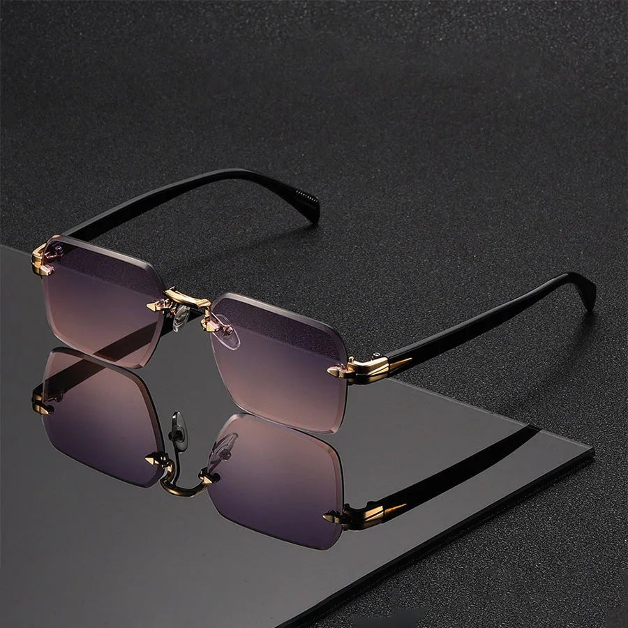 Ida | Sunglasses Rimless Gradient Gold Bridge Unisex