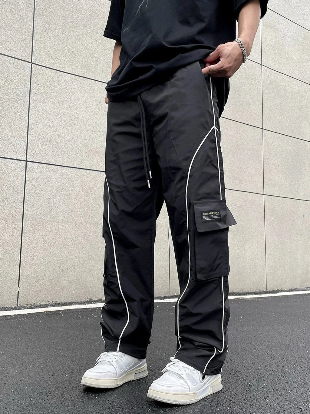 Adrian | Herre Casual Loose-Fit Cargo Bukser Med Sidestriber